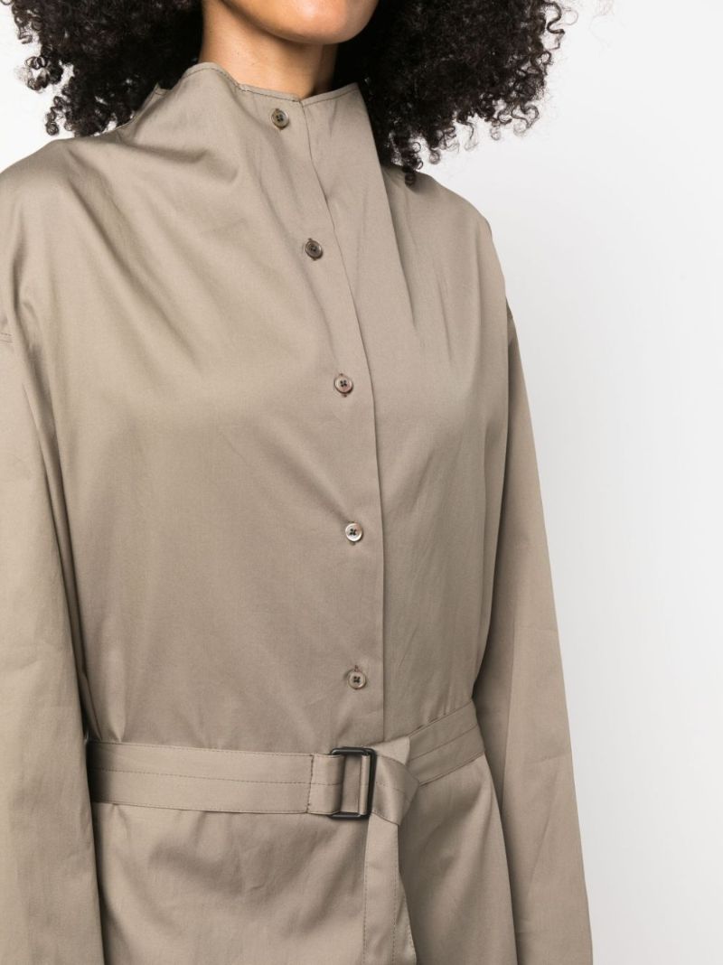 Green Belted Cotton Trench Dress