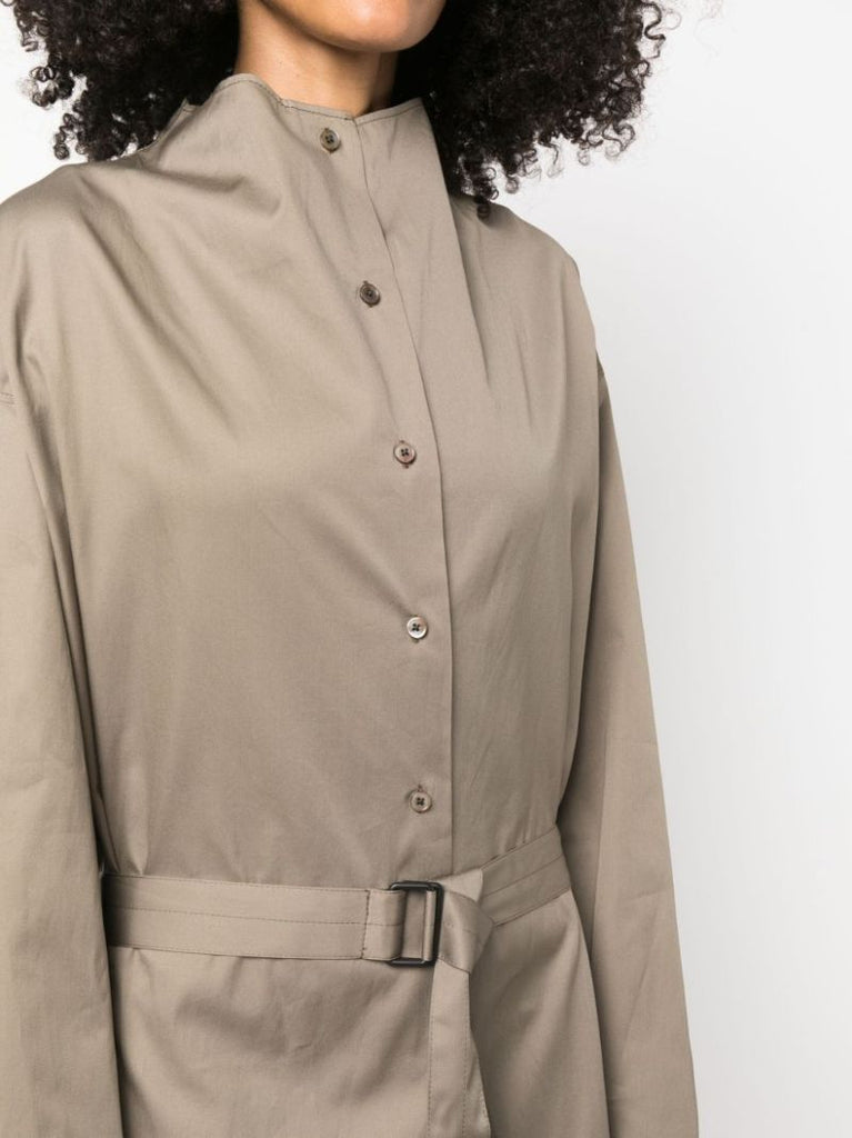 Green Belted Cotton Trench Dress