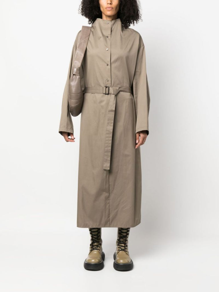 Green Belted Cotton Trench Dress