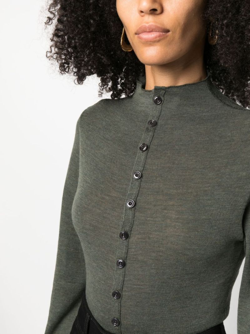Green Seamless Wool Cardigan
