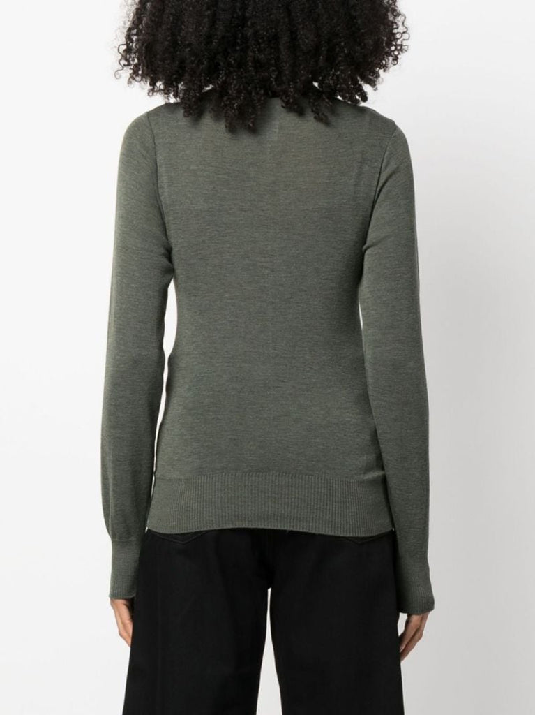 Green Seamless Wool Cardigan