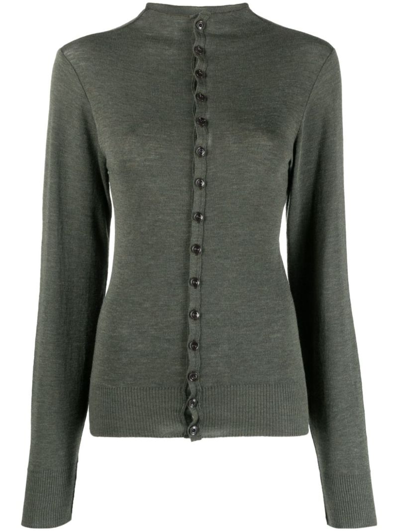 Green Seamless Wool Cardigan