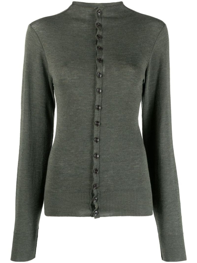 Green Seamless Wool Cardigan