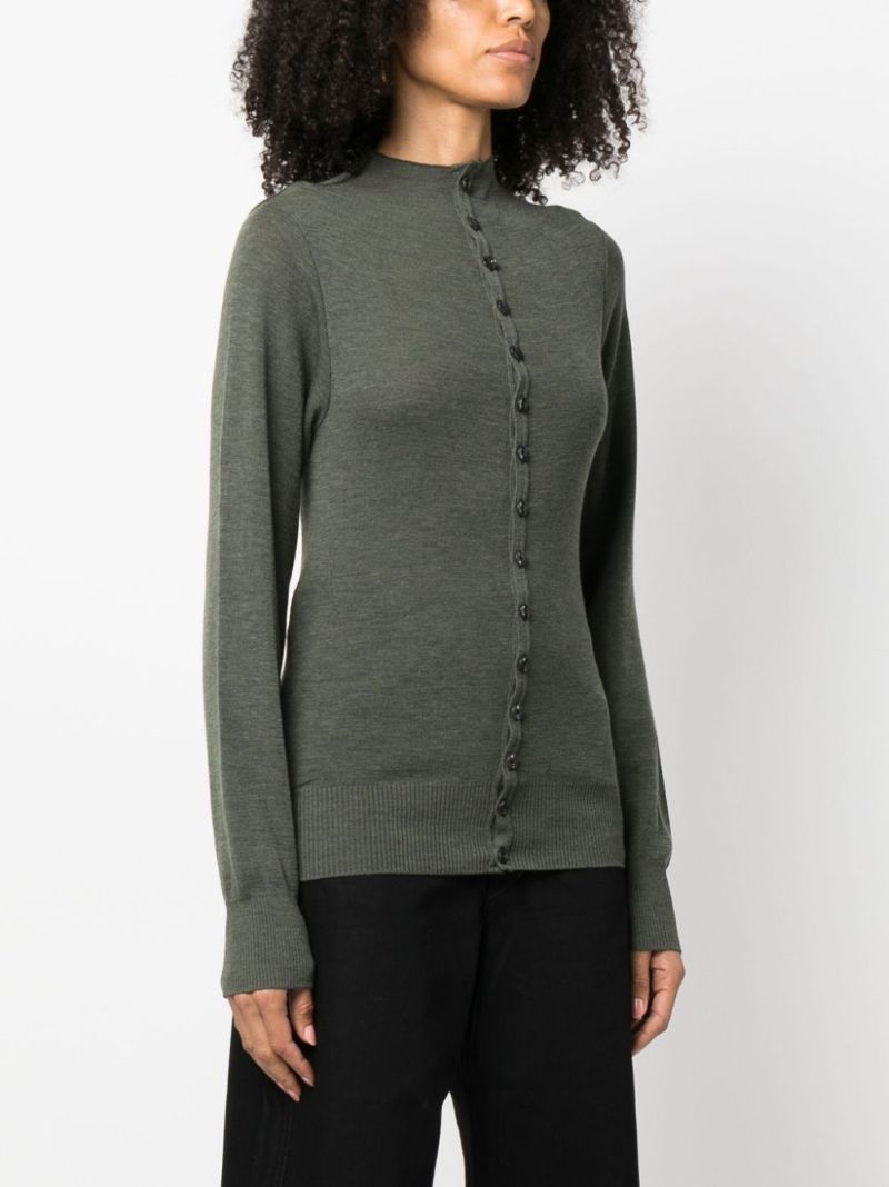 Green Seamless Wool Cardigan