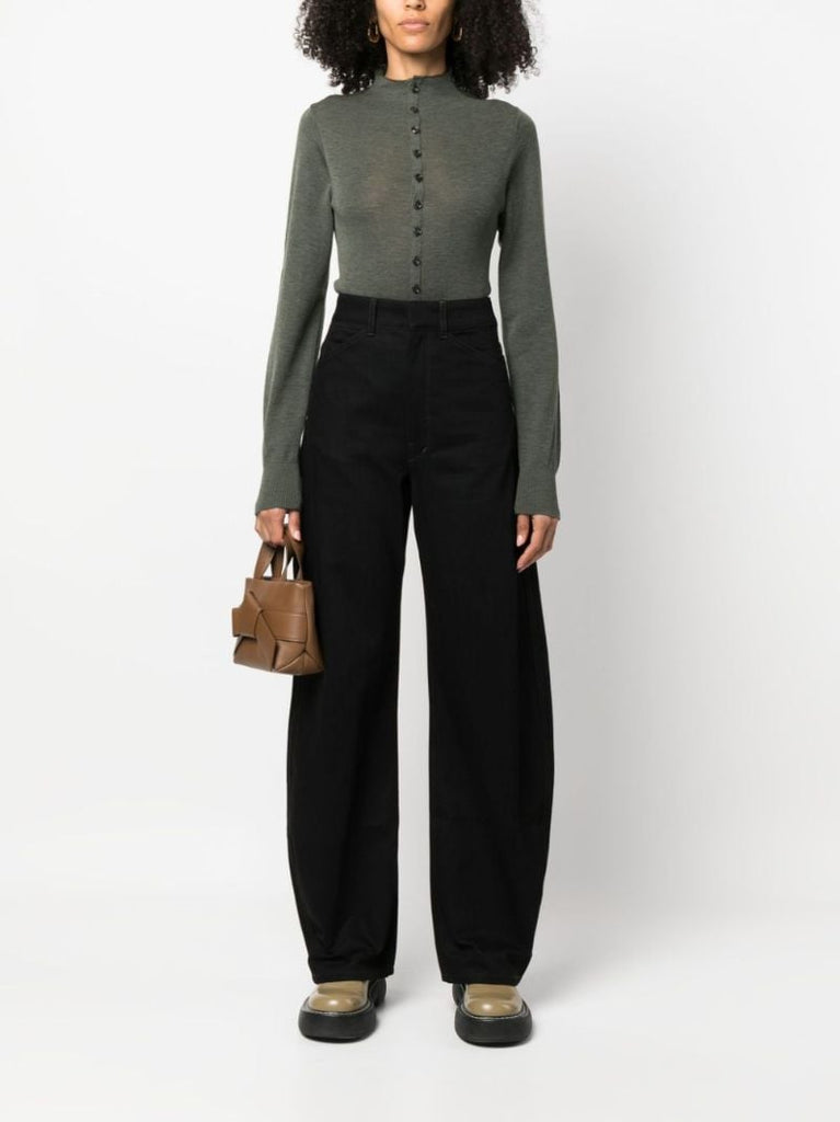 Black Wide-leg Cotton Jeans