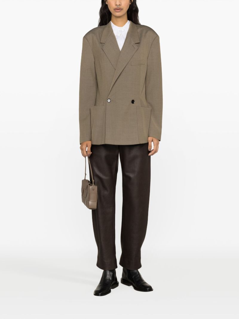Neutral Double-breasted Blazer