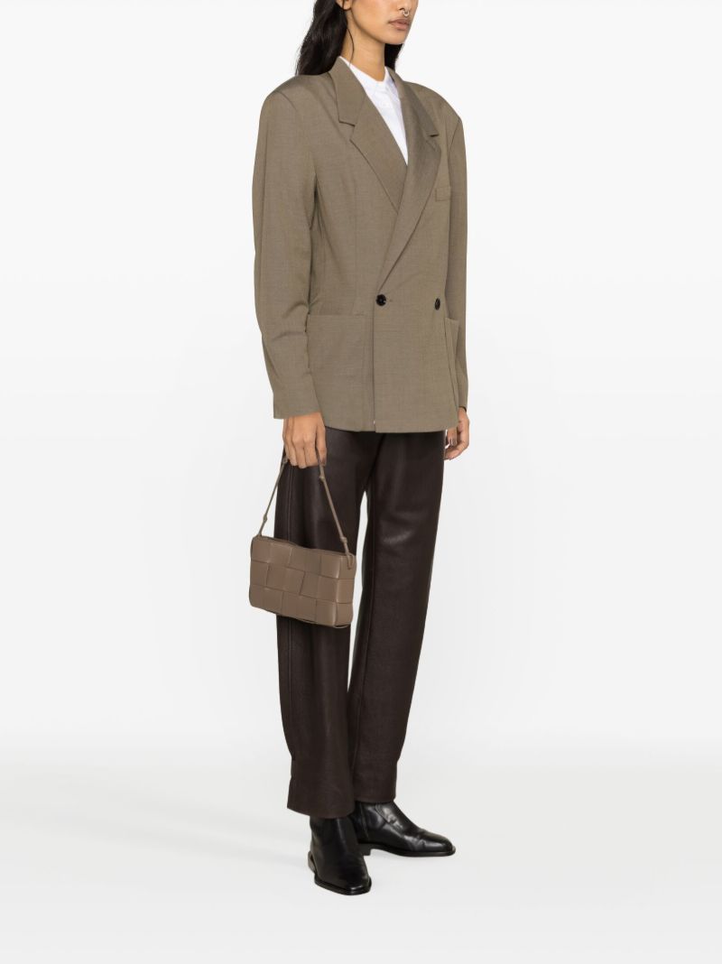 Neutral Double-breasted Blazer