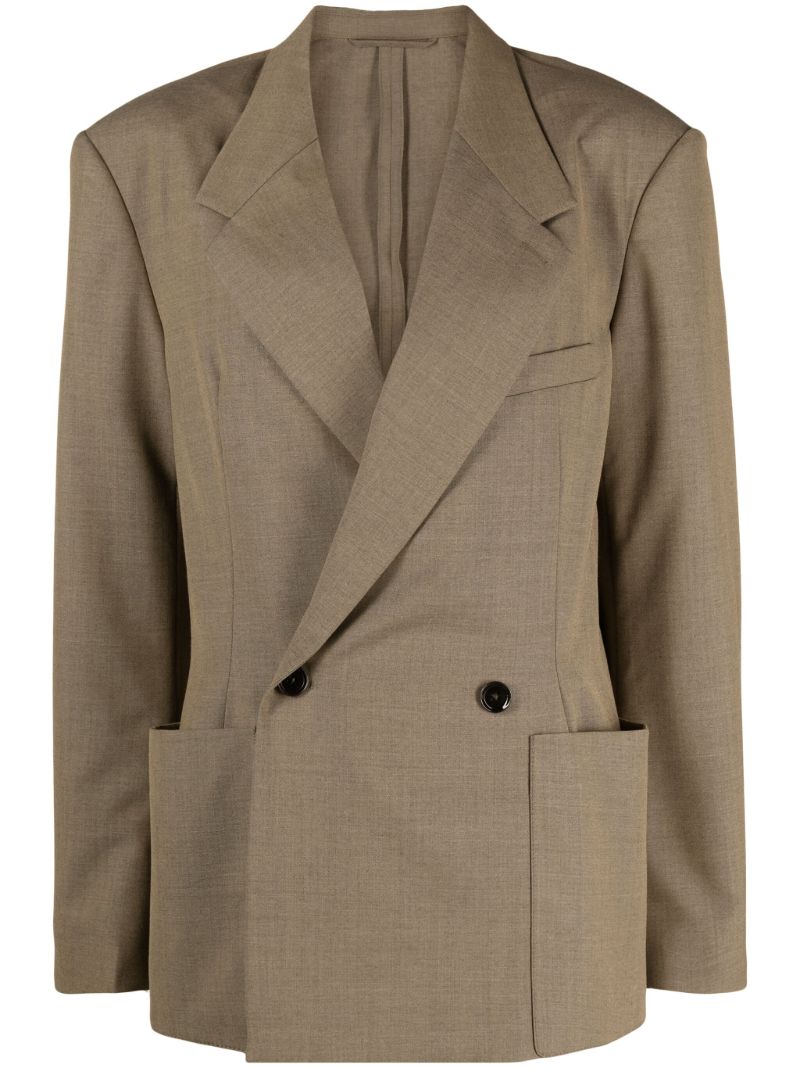 Neutral Double-breasted Blazer