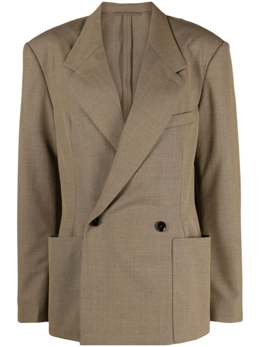 Neutral Double-breasted Blazer