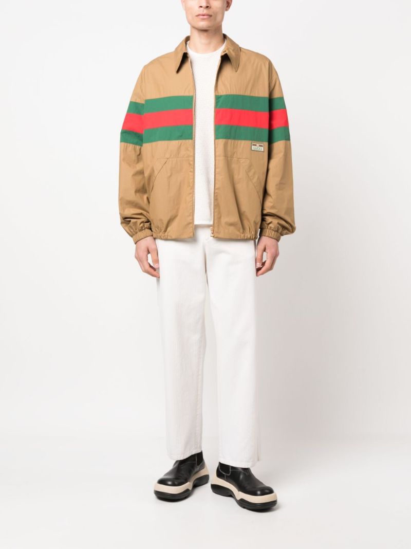 Brown Web Stripe Cotton Jacket