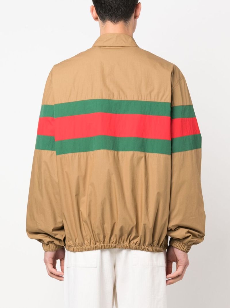 Brown Web Stripe Cotton Jacket