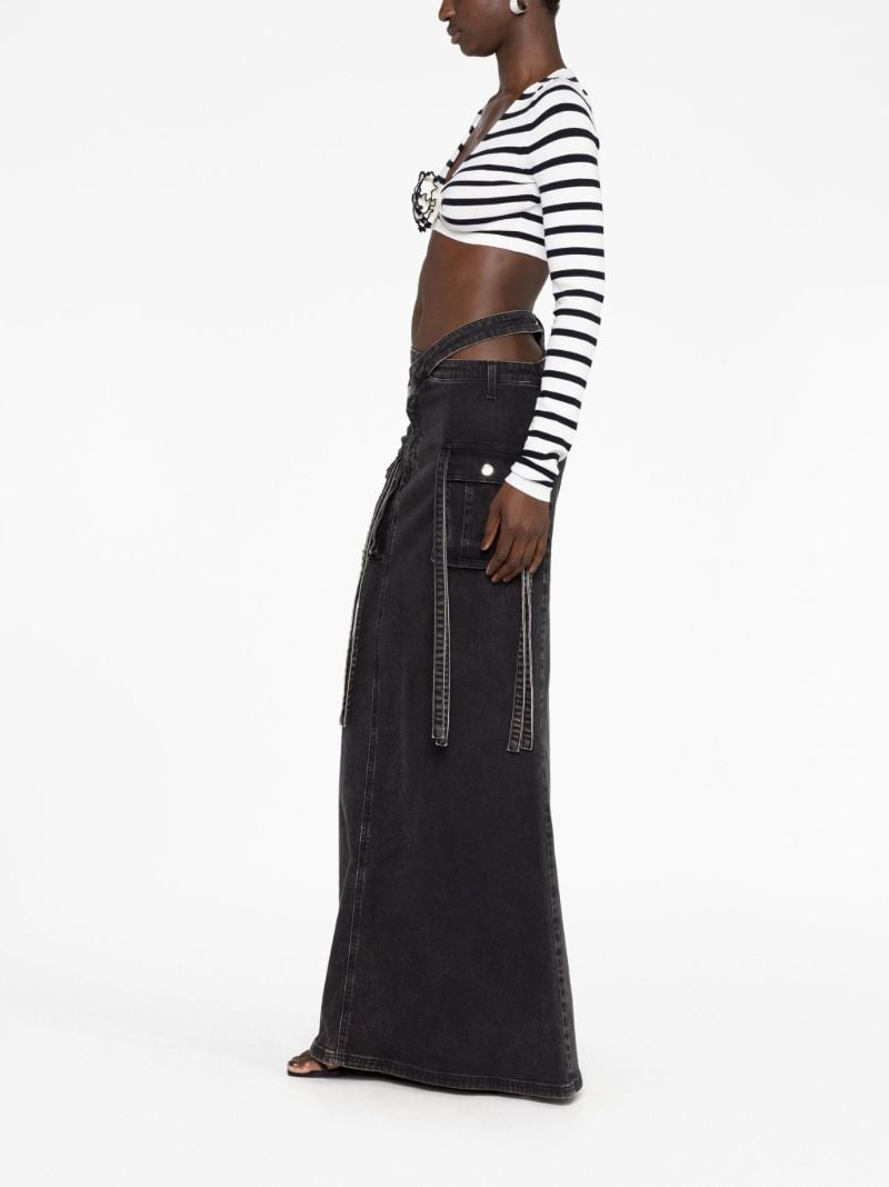 White Striped Knit Cropped Top