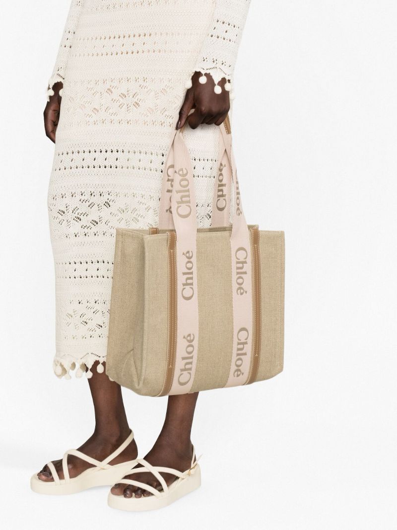 Neutral Woody Medium Linen Tote Bag