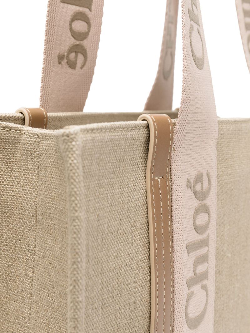 Neutral Woody Medium Linen Tote Bag