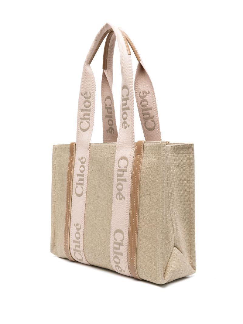 Neutral Woody Medium Linen Tote Bag