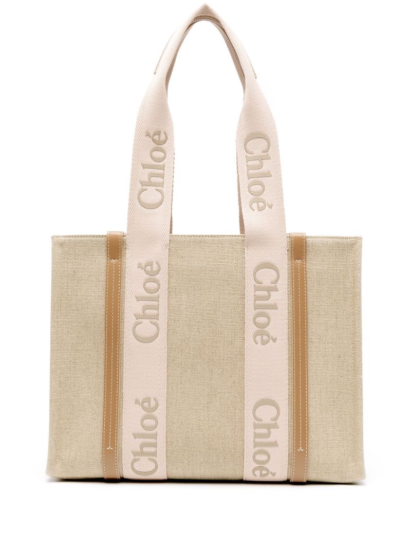 Neutral Woody Medium Linen Tote Bag