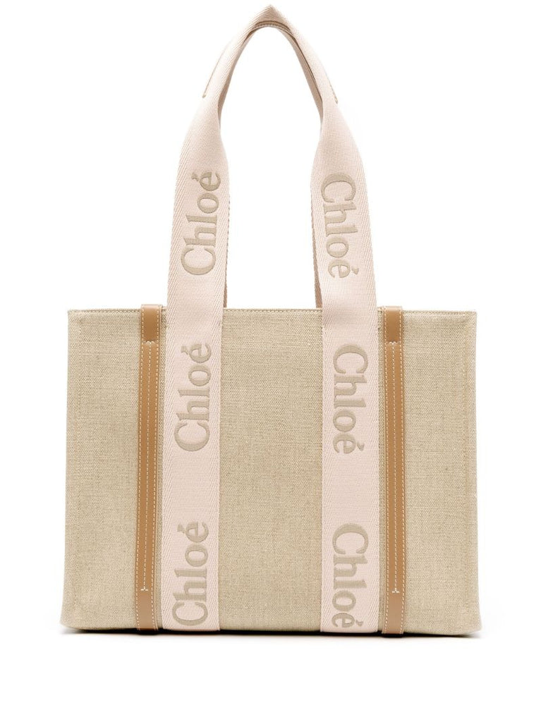 Neutral Woody Medium Linen Tote Bag