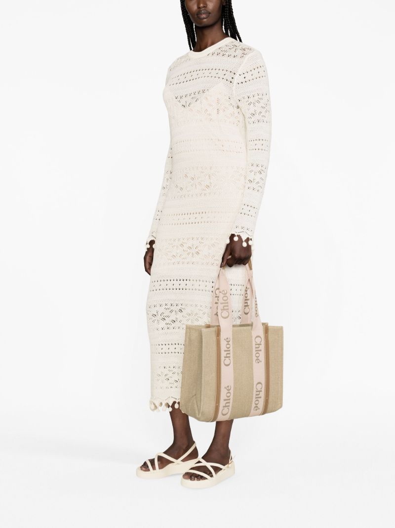Neutral Woody Medium Linen Tote Bag