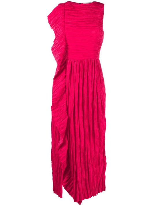 Pink Circe PlissÃ© Satin Dress