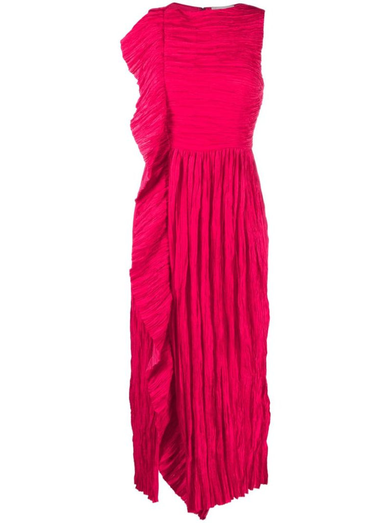 Pink Circe PlissÃ© Satin Dress