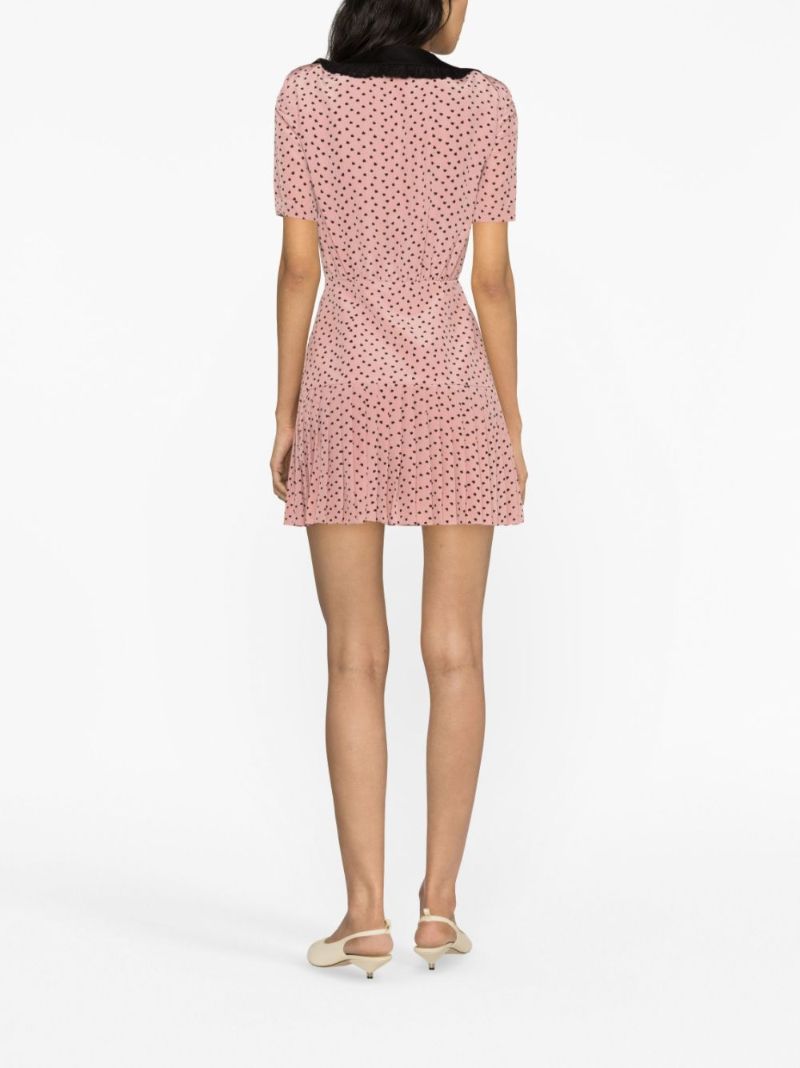 Pink Heart Print Pleated Dress