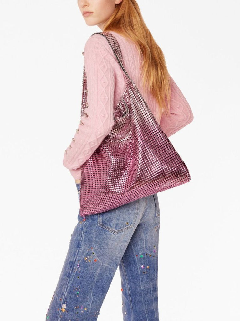 Pink Pixel Metallic Tote Bag
