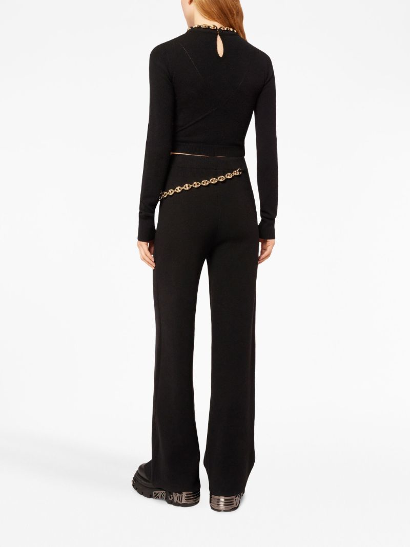 Black Chain Belt Straight Leg Trousers