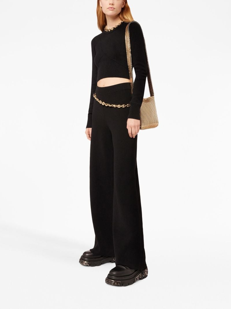 Black Chain Belt Straight Leg Trousers