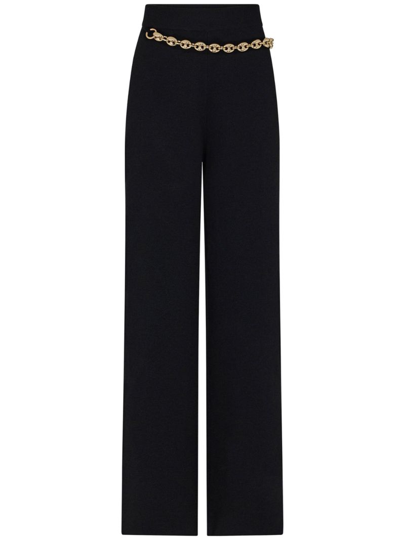 Black Chain Belt Straight Leg Trousers