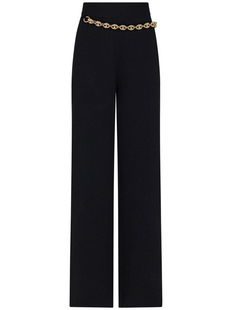 Black Chain Belt Straight Leg Trousers