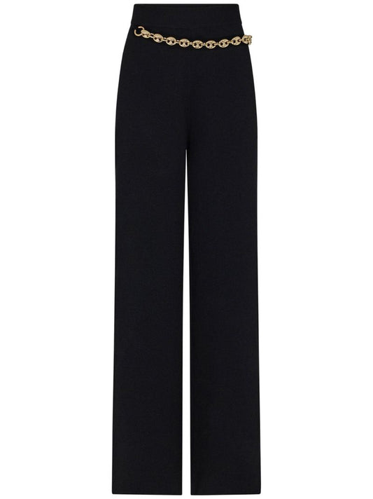Black Chain Belt Straight Leg Trousers