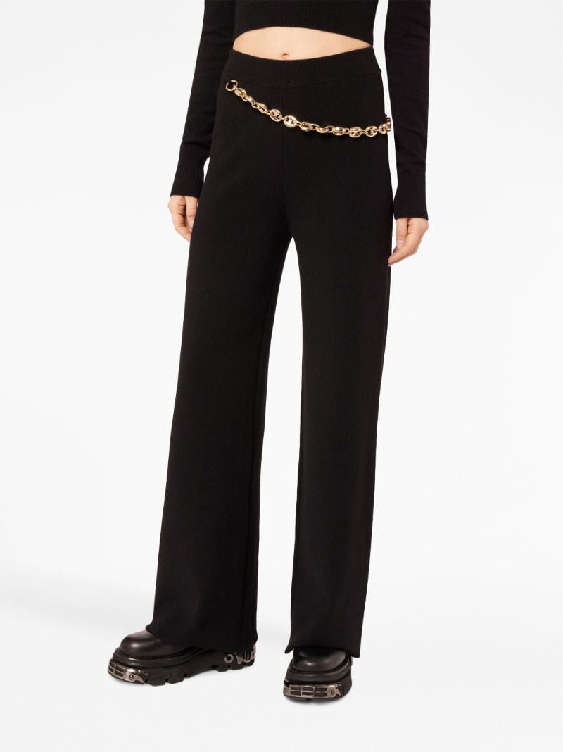 Black Chain Belt Straight Leg Trousers