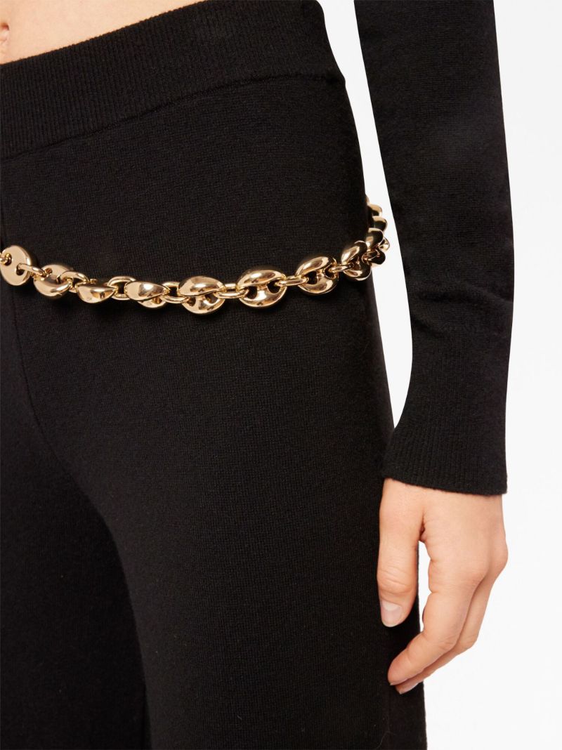 Black Chain Belt Straight Leg Trousers