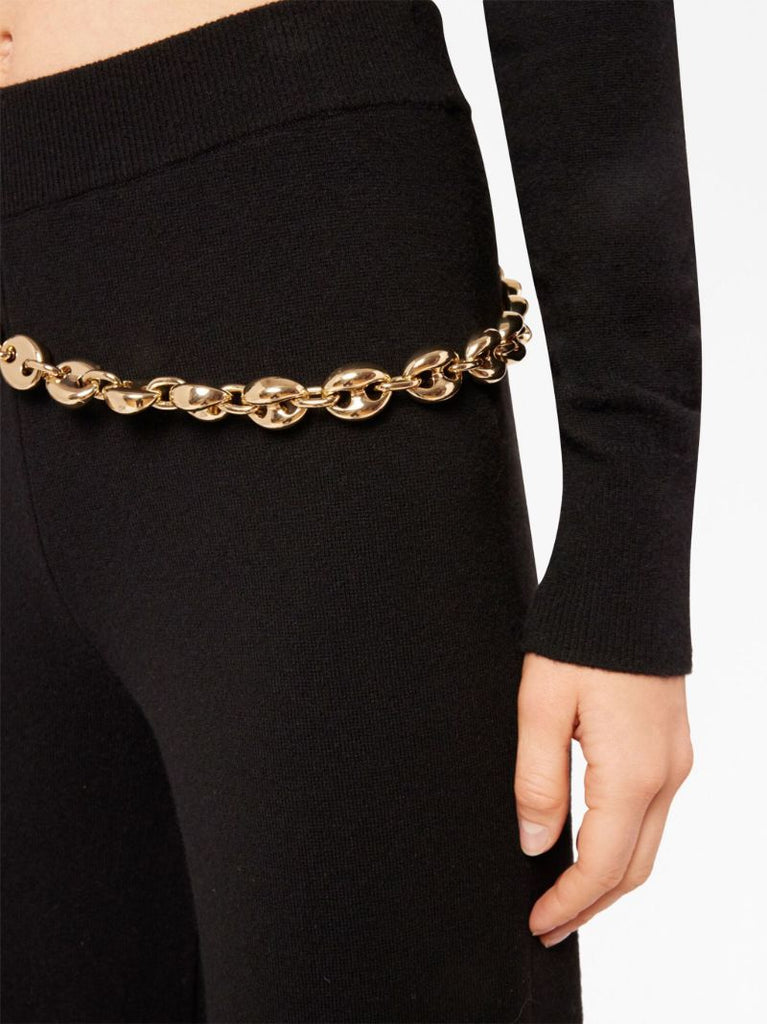 Black Chain Belt Straight Leg Trousers