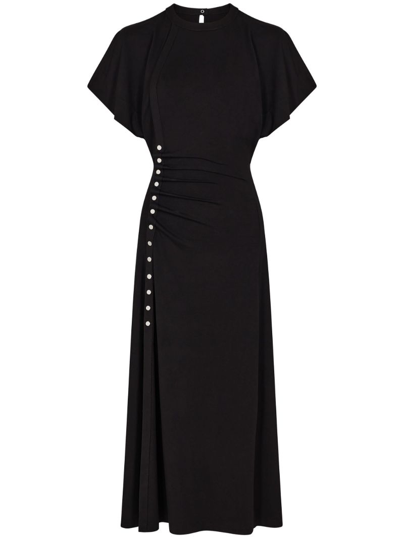 Black Side Button Midi Dress