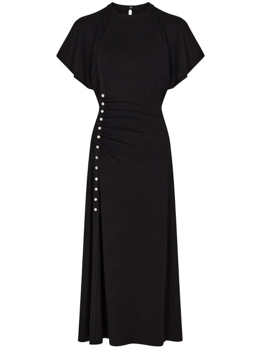Black Side Button Midi Dress
