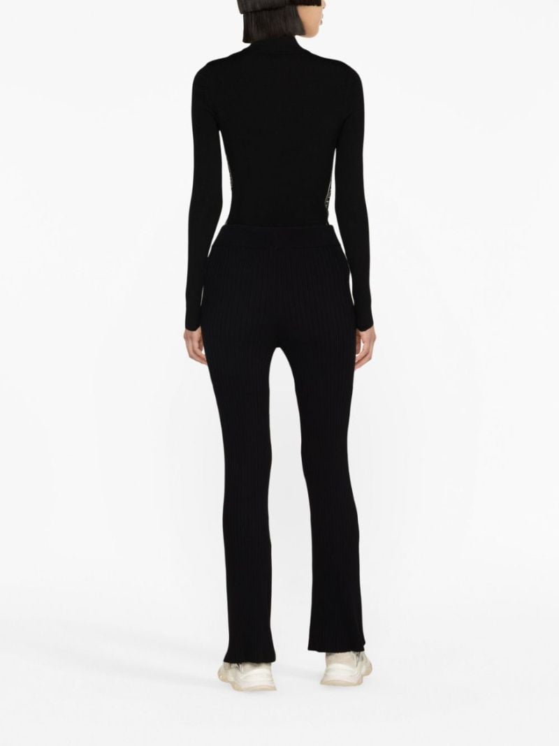 Black Ribbed-knit Flared Trousers