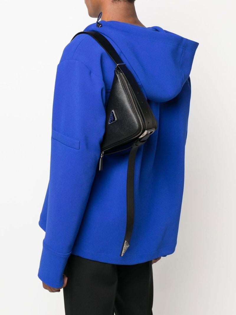 Black Triangle Logo Plaque Shoulder Bag