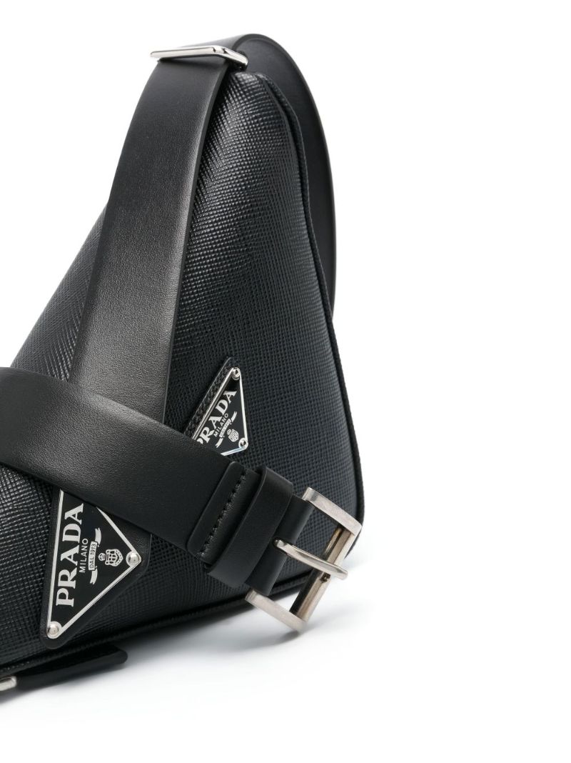 Black Triangle Logo Plaque Shoulder Bag