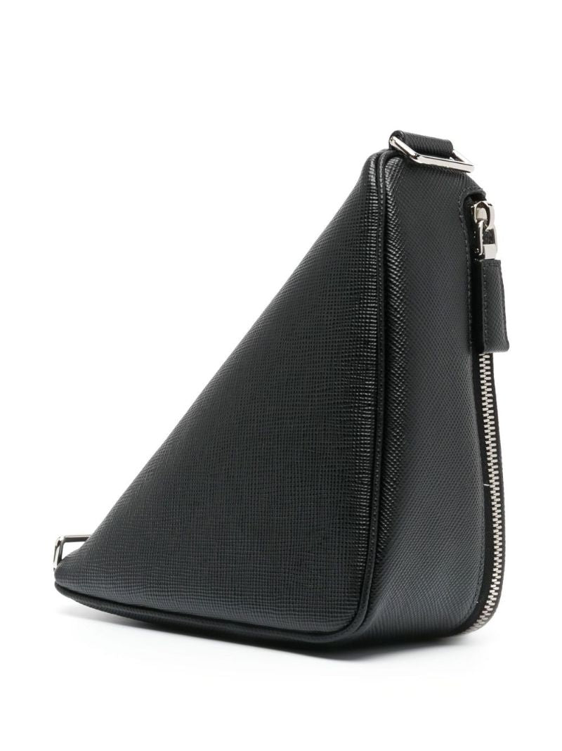 Black Triangle Logo Plaque Shoulder Bag