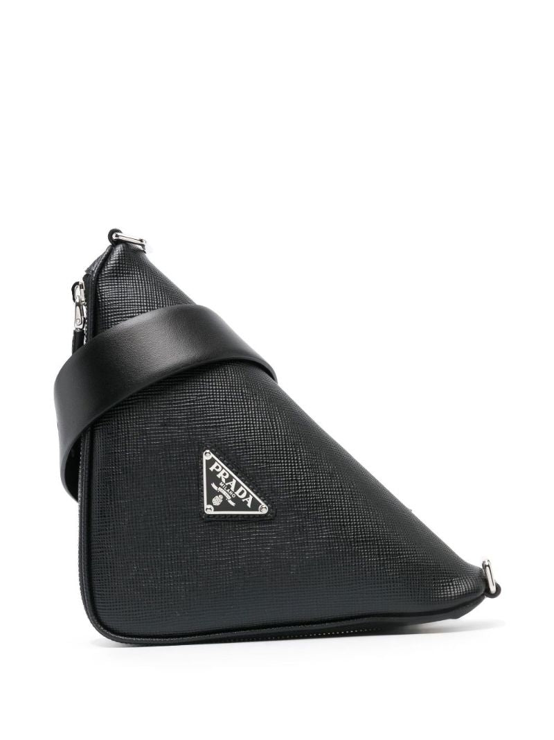 Black Triangle Logo Plaque Shoulder Bag