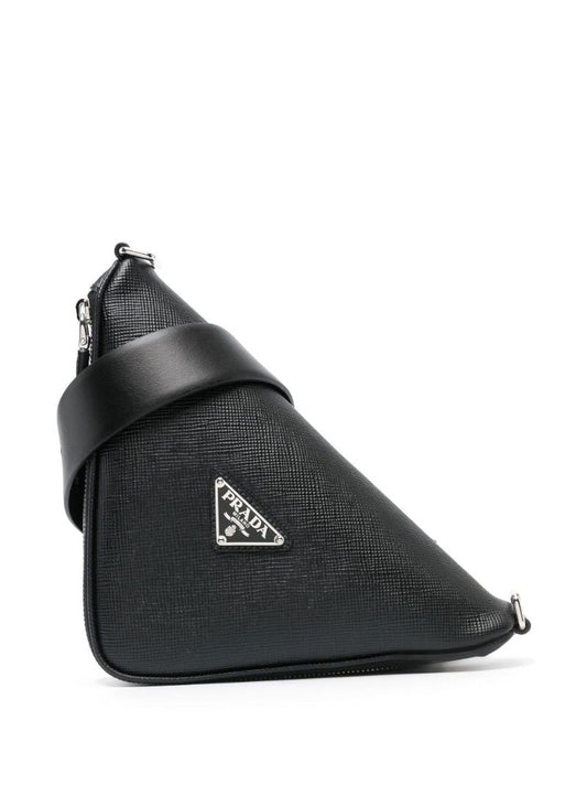 Black Triangle Logo Plaque Shoulder Bag