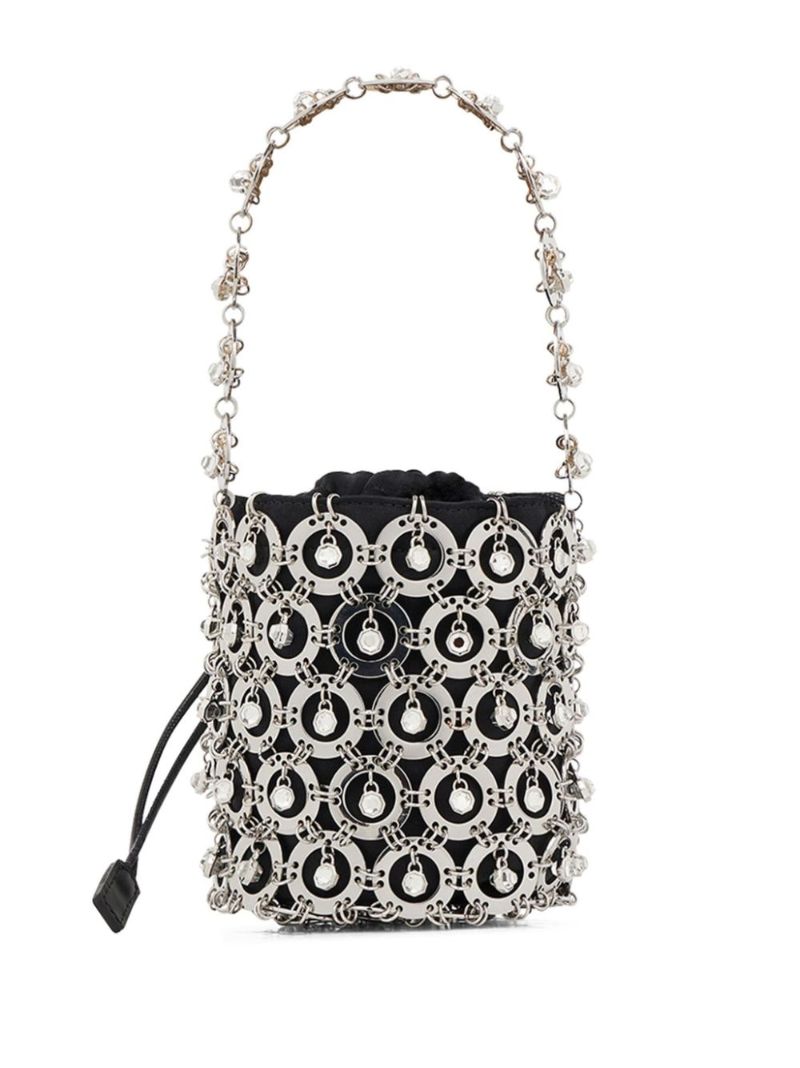 Black Sphere Embellished Bucket Bag