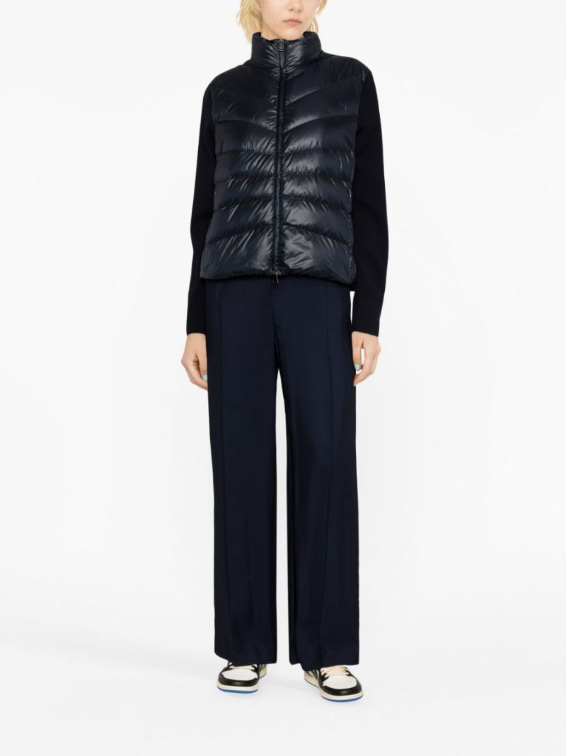 Blue Knitted Sleeves Puffer Jacket