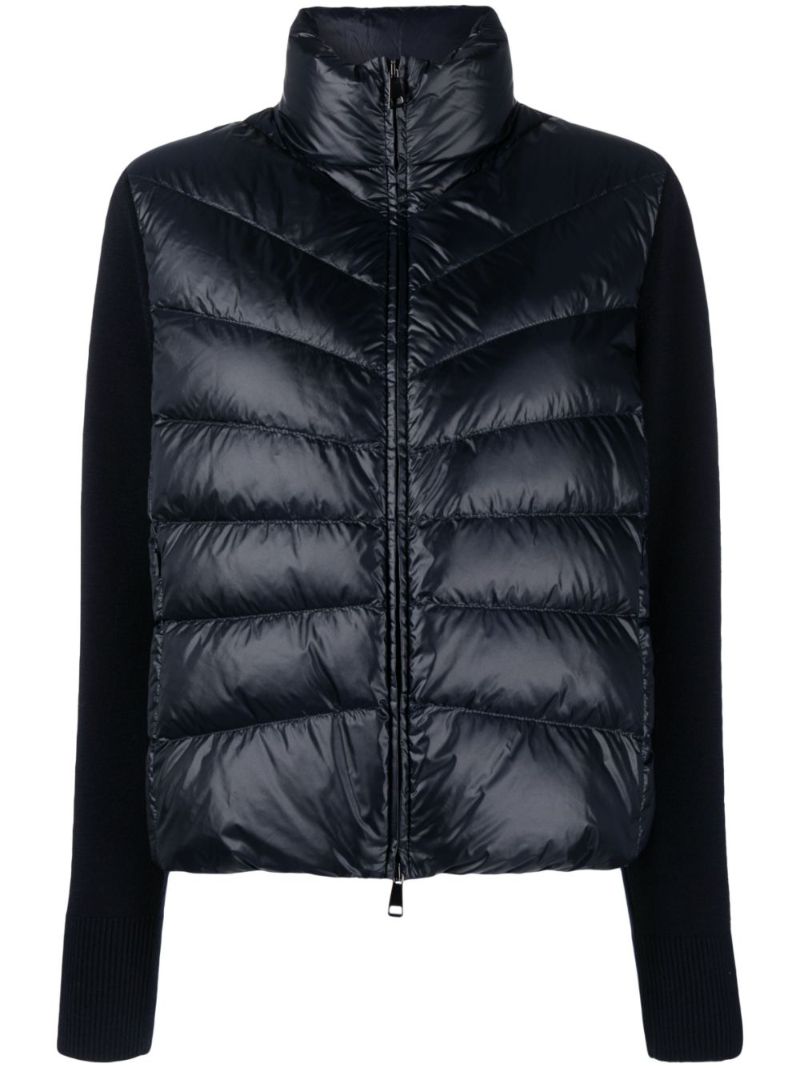 Blue Knitted Sleeves Puffer Jacket
