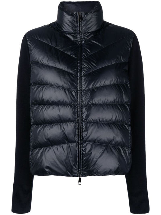 Blue Knitted Sleeves Puffer Jacket