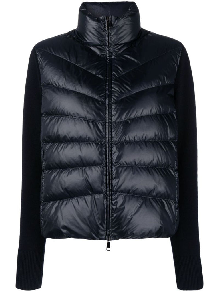 Blue Knitted Sleeves Puffer Jacket