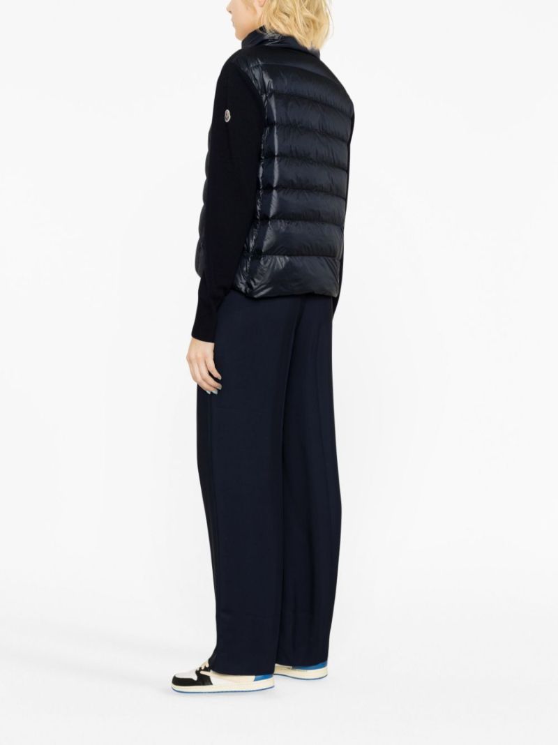 Blue Knitted Sleeves Puffer Jacket