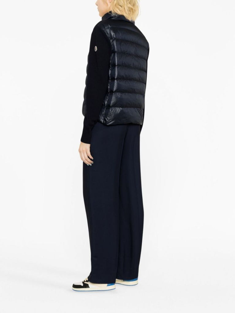 Blue Knitted Sleeves Puffer Jacket