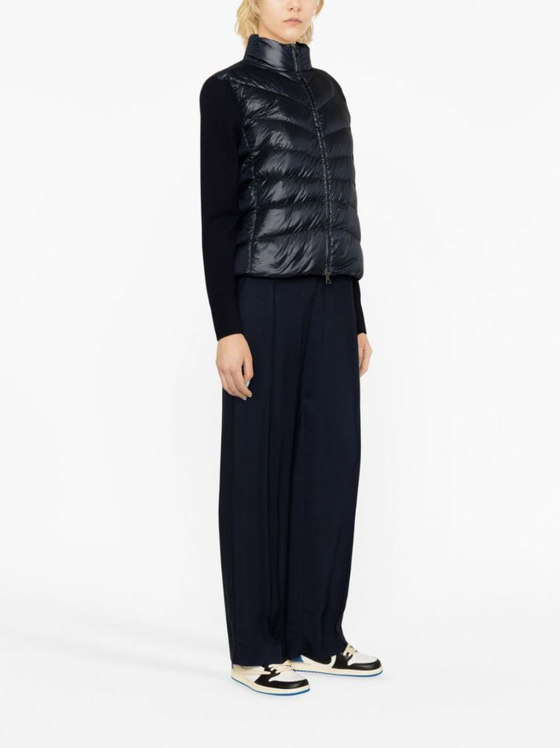 Blue Knitted Sleeves Puffer Jacket
